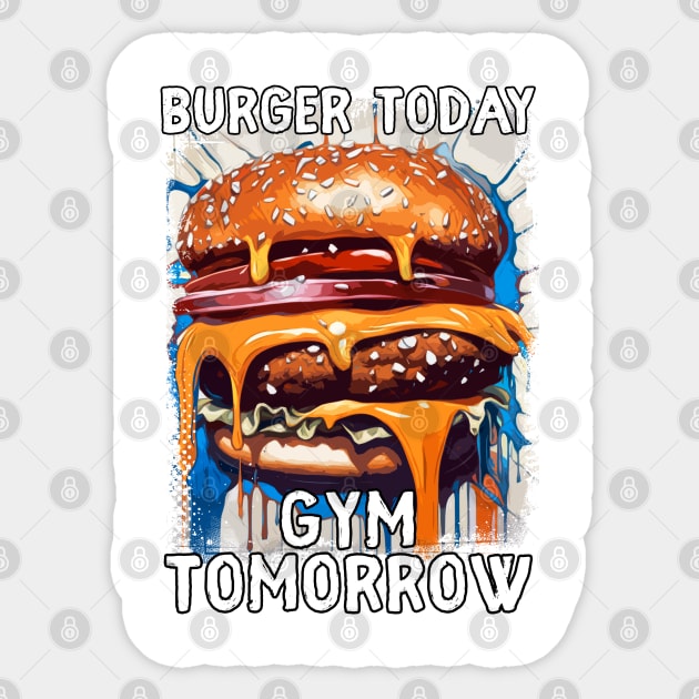 Hilarious BURGER Quote Vintage Retro Illustration for Barbecue Lovers Sticker by Naumovski